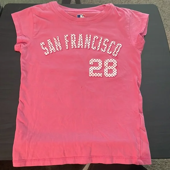 San Francisco Giants (MLB) - Buster Posey 28 - pink t-shirt (kids size 4/5) - Picture 2 of 3